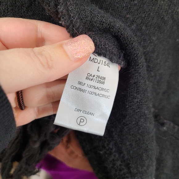 Miss Me MixMaster Hooded Open Front Sweater black rainbow fringe size large - Picture 8 of 8